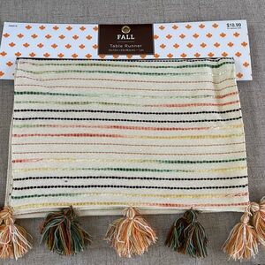 Striped Fall Table Runner with Tassels